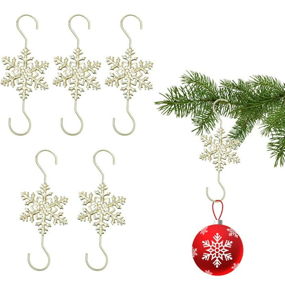 5pcs Christmas Snowflake Shape Hooks Steel Hangings Pendant Tree Decoration Xmas Party Ornament Hook