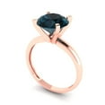 thumbnail image 2 of Solitaire Engagement Ring for Women - 2.5ct Natural London Blue Topaz in 14K Rose Gold Promise Ring, 2 of 5