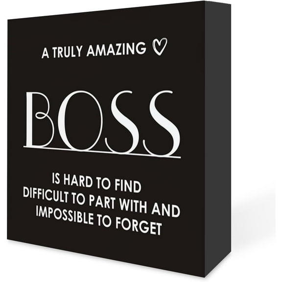 Zomyto 7x7 Inches Inspirational Office Decor,a Truly Amazing Boss Sign,Office Wooden Box Signs with Sayings Desk Decoration Office
