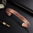 thumbnail image 3 of Wollet Magnetic Copper Bangles Bracelets & Ring for Women, Floral Design, Pure Copper Jewelry Set, Christmas Gift, 3 of 8