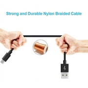 Black Durable Braided 6ft Long Type-C Cable Compatible With Acer Liquid Jade Primo - Alcatel PulseMix, Idol 5S 4S, 7 - ASUS ZenFone 5z, ROG Phone - Blackberry Motion, KEYone, Key2 LE B1W