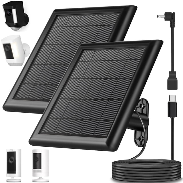 Cargador Solar YUELAN de 8W 7x9 pulgadas para Cámaras Ring Paquete de 2