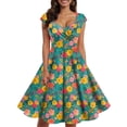 thumbnail image 6 of Pimfylm Party Dresses for Women Elegant Classy 2025 Vintage 1950s Cocktail V Neck Short Sleeve A Line Midi Swing Dress Green, XXL, 6 of 6