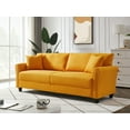 thumbnail image 6 of 85" Accent Sofa, Modern Linen Couch with 2 Pillow and Solid Wood Frame, Plastic Feet, Three-person Indoor Sofa, Mid Century Modern Sofa Couch for Living Room, Orange, 6 of 9