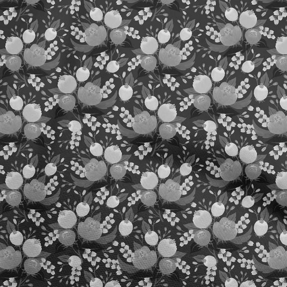 oneOone Polyester Spandex Gray Fabric Floral Diy Clothing Quilting Fabric Print Fabric By Yard 56 Inch Wide