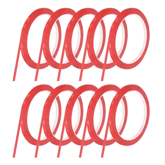 Uxcell 10 Rolls Whiteboard Tape Graphic Chart Tape 5mm 54.7 Yard Art Tape Thin Self-Adhesive Pinstripe Tape Masking Tape, Red