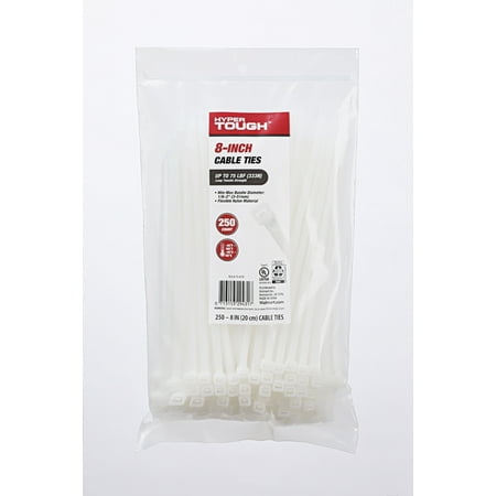 Hyper Tough 8inch Cable Tie Natural 250Pcs