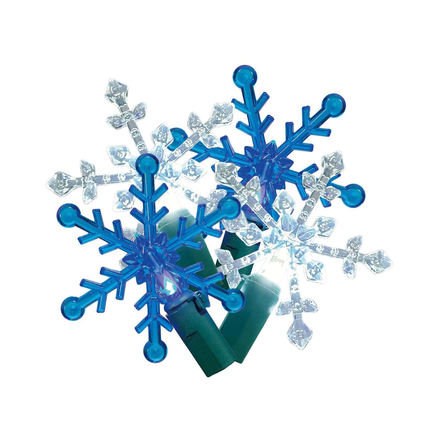 Holiday Time 50-Count Multicolor LED Snowflake Christmas Lights, with Green Wire, 10.5', 3.5" (8.9 cm) bulb spacing