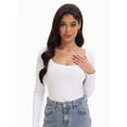 thumbnail image 3 of Women's Scoop Neck Long Sleeve Slim Fitted Casual Basic Crop Top, 3 of 6