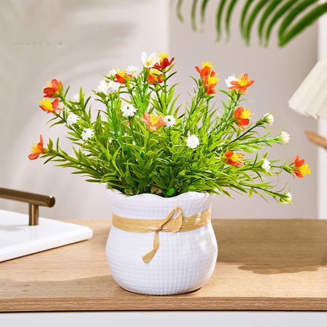 Flores artificiales Pequeñas macetas Decoración interior - Arreglo floral de seda artificial Mesa de mesa simulada para el salón Mesa de comedor