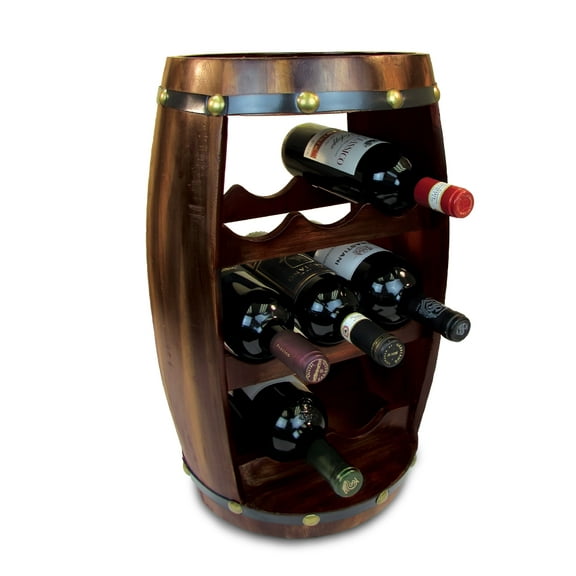 CoTa Global Alexander Wooden Barrel Wine Rack - 8 Bottles Wine Storage Rack, Free Standing Wooden Wine Rack, Liquor Bar Wine  Wine Bottle Rack, Rustic Wine Bottle Holder, Wall Mounted Wine Rack