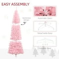 thumbnail image 3 of Christmas Trees HOMCOM 8' Tall Unlit Slim Douglas Fir Artificial Christmas Tree with 1168 Realistic Branch Tips, Pink,Artificial Christmas Trees, 3 of 9