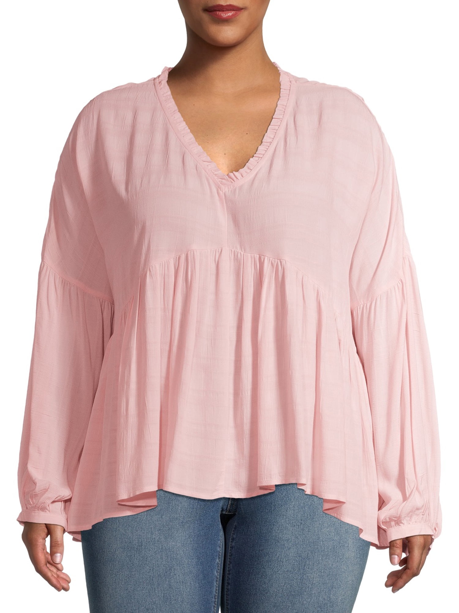 walmart time and tru ruffle sleeve top