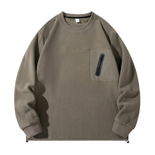 pstuiky camisas de manga larga para hombre, Camiseta con capucha cálida de cuello redondo y manga larga de color liso para hombre top de hombre xl