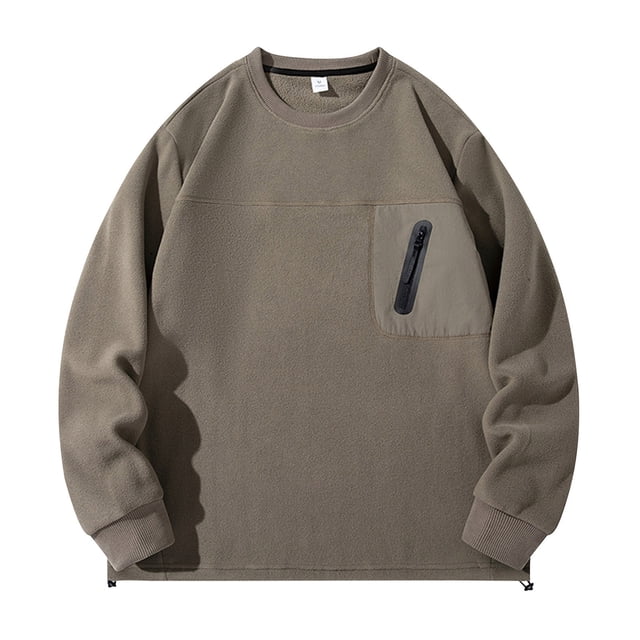 pstuiky Camisas de manga larga abrigadas para hombre, Camiseta con capucha cálida de cuello redondo y manga larga de color liso para hombre Tops de talla grande para hombre xxxl