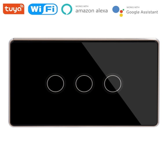 Amdohai WiFi Smart Wall Touch Switch Glass Panel Mobile APP Tuya/Touch Control Timer No Hub Required Compatible with Google Home&Alexa