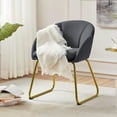 thumbnail image 5 of Contemporary Flower Petal Velvet Accent Chair, Sturdy Gold Metal Frame Small Space Armchair for Lounge Bedroom Office, Dark Gray, 5 of 5
