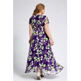 thumbnail image 2 of Plus Size Women Floral Printing Dress Short Sleeve Round Neck Chiffon A-line Female Elegant Fashion Summer Dresses 2025, 2 of 5
