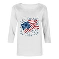 thumbnail image 6 of GERsome Womens 4th of July Tops 3/4 Sleeve American Flag Shirts Crewneck Loose Fit Tshirts USA Patriotic Graphic Summer Tees S-2XL, 6 of 7