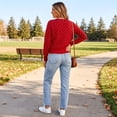 thumbnail image 7 of Dwellite Womens Cardigan Cropped Button Up Sweater Loose Fit Long Sleeve Polka Dot Comfy Crew Neck Fall Winter Knit Cardigan Jackets 2026 Red S, 7 of 7