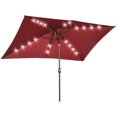 thumbnail image 1 of 6.5x10ft Rectangular Patio Umbrella with 20 Solar LED Lights, Wine Red UV Resistant Polyester Canopy, Aluminum Tilt Market Parasol for Garden, Pool, Backyard and Outdoor Dining, 1 of 7