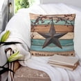 thumbnail image 3 of Teal Brown Texas Star 26x26 Pillow Covers Set of 2, Retro Country Star Farmhouse Wooden Throw Pillow Covers Decorative Couch Cushion Case, Microfiber Square Pillowcases for Bedroom Car Living Room, 3 of 7