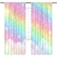 thumbnail image 2 of Rainbow Curtains 52Wx84H Inch Rod Pocket Kids Pastel Curtains Girls Cartoon Cute Colorful Sky Clouds Stars Aesthetic Art Printed Girly Princess Living Room Bedroom Window Drapes Fabric 2 Panel, 2 of 4