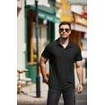 thumbnail image 3 of COOFANDY Mens Polo Shirt Casual Short Sleeve Button Collared Polo Golf Shirt Pocket Soild Cotton Tees T Shirt, 3 of 9