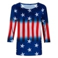 thumbnail image 3 of DailyTrove Women's Long Sleeve American Flag Ombre T-Shirt - Casual Loose Top, Chic for Cooler Days & Patriotic Events, 3 of 4