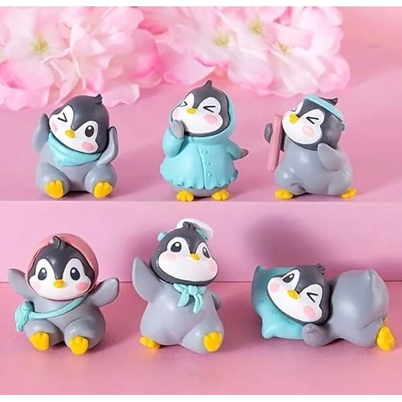 6 Pcs Penguin Miniature Decor Items Set For Unique Gift,Home,Living Room