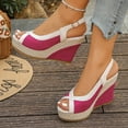 thumbnail image 5 of Hurxie Womens Wedge Sandals Peep Toe Espadrilles Platform Ankle Strap Slingback Comfort Summer Dressy Shoes Hot Pink 38, 5 of 7