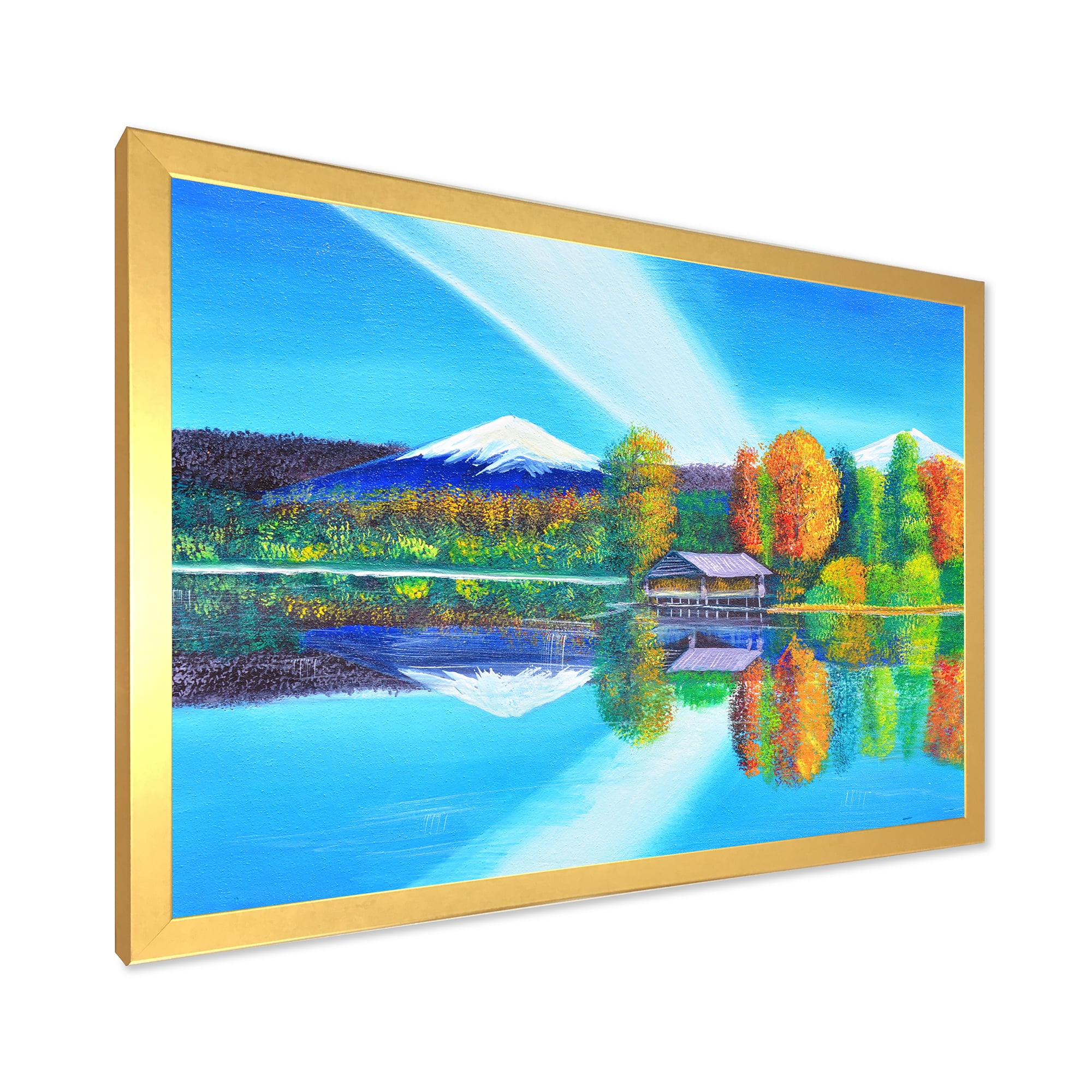 Designart 'Reflection Of Mountain and Sky On The Lake Water' Nautical & Coastal Framed Art Print