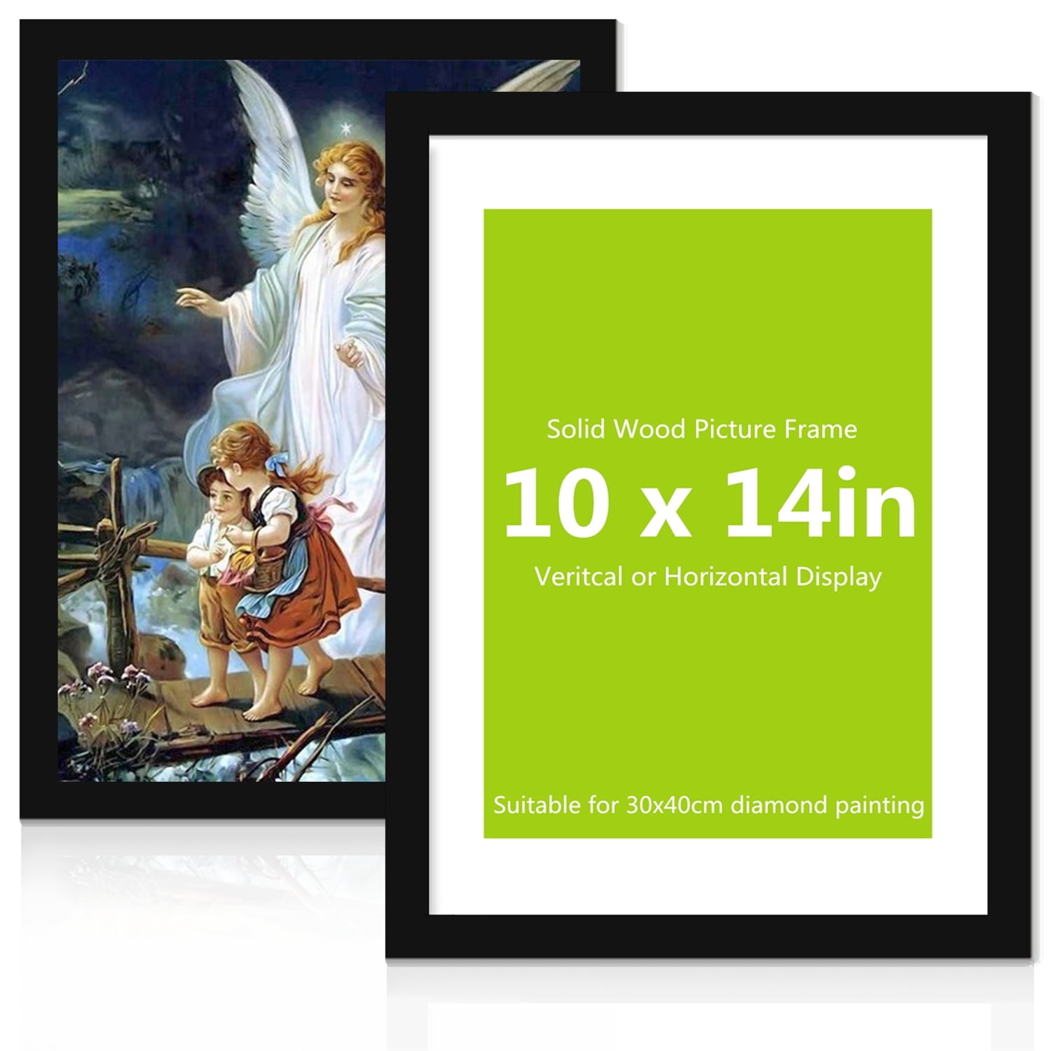 12x16/30x40cm Diamond Painting Frame, Natural Solid Wooden Frame Display Pictures 10x14 with Protection Glass for Wall Display (Black)