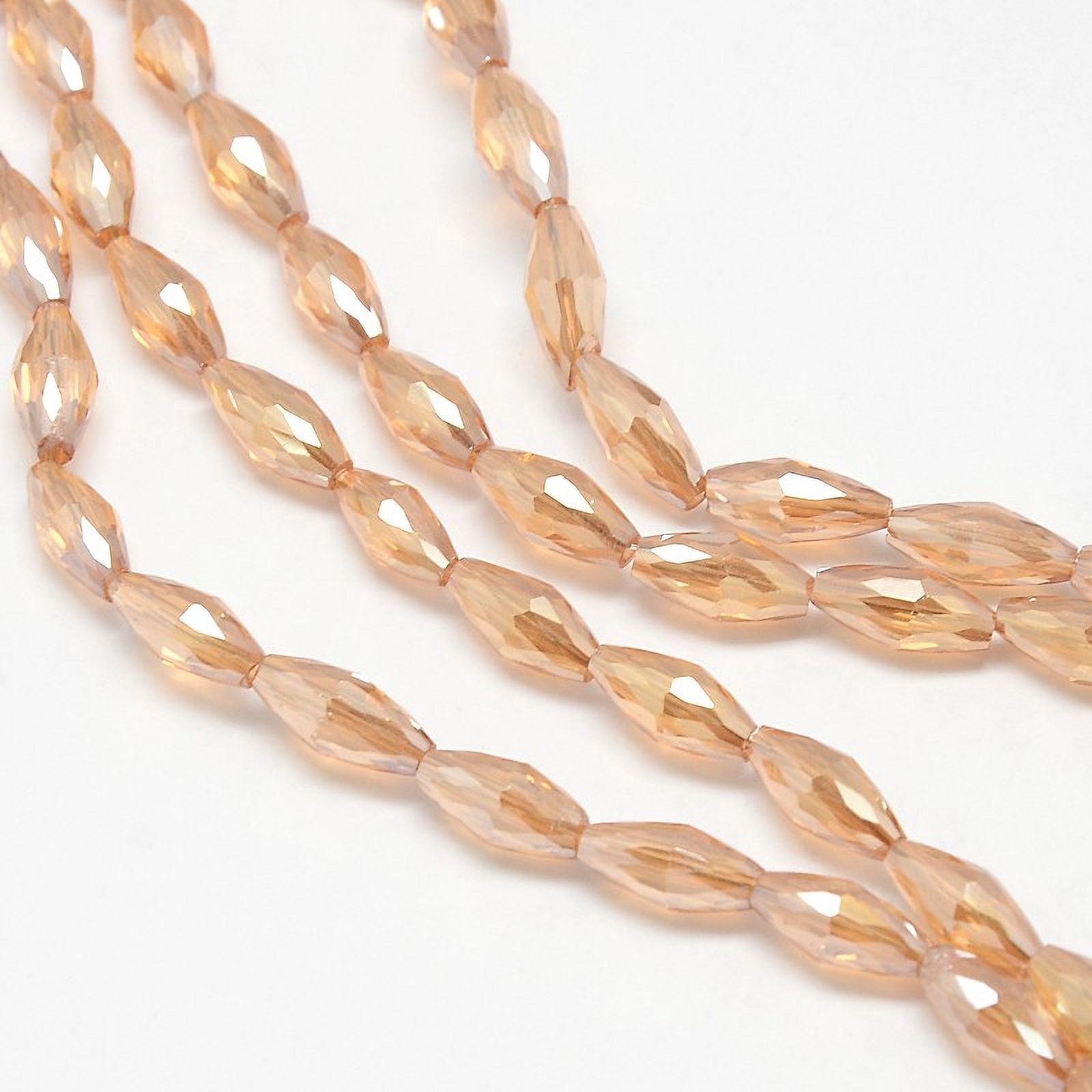 10Strand Electroplate Crystal Glass Rice Beads Strands Faceted Rainbow Color Plated Light Salmon 4x9mm Hole: 1mm about 58pcs/strand 20.4 inch