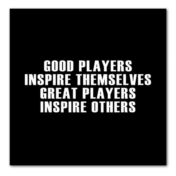 DistinctInk Custom Bumper Sticker - 3" x 3" Decorative Decal - Black Background - Great Players Inspire Others