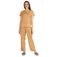 thumbnail image 1 of Inkmeso Womens 2Pcs Solid Nightwear Set Short Sleeves Top & Pajama Sets Soft Cotton Loungewear, 1 of 7