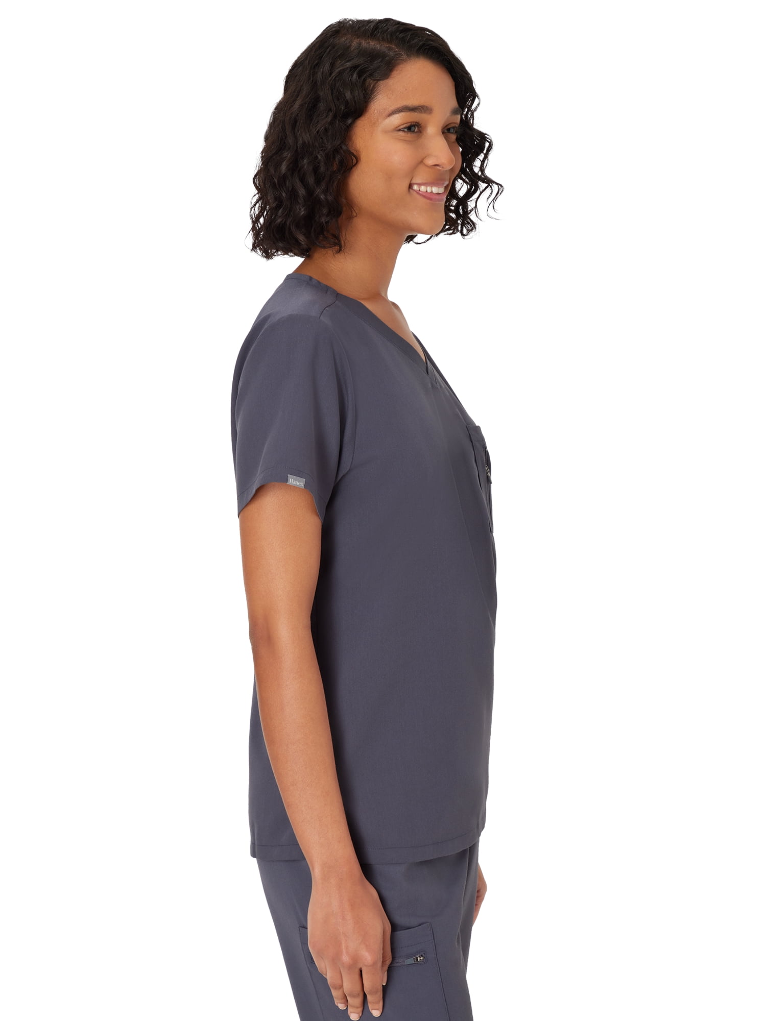 Hanes Women's Scrubs V-Neck Scrub Top, Premium, Short Sleeve, 1 Pocket, Sizes XS-3XL