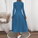 thumbnail image 2 of TaTaai Women‘s Knit Ribbed Midi Dress, Long Sleeve Mock Neck Solid Color Casual Dress, Crew Neck Sweater Dress for Fall Winter Daily Wear Gift, 2 of 5