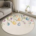 thumbnail image 2 of Round Area Rug 4ft, Easter Eggs Flower on Vintage Linen Non-Slip Non-Shedding Floor Mat, Spring Botanical Washable Sturdy Carpet for Living Room Bedroom Home Decor, 2 of 9