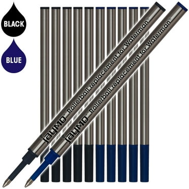 Jaymo Replacement for Waterman 540951/540961 - Measures 4.3 in / 109 mm Long - Rollerball Pen Refill - 6 Black   6 Blue