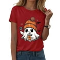 thumbnail image 1 of T-shirt Graphique à Manches Courtes d'Halloween pour Femmes Col Rond Décontracté pour Tenue de Fête d'Été avec Jeans, 1 of 4