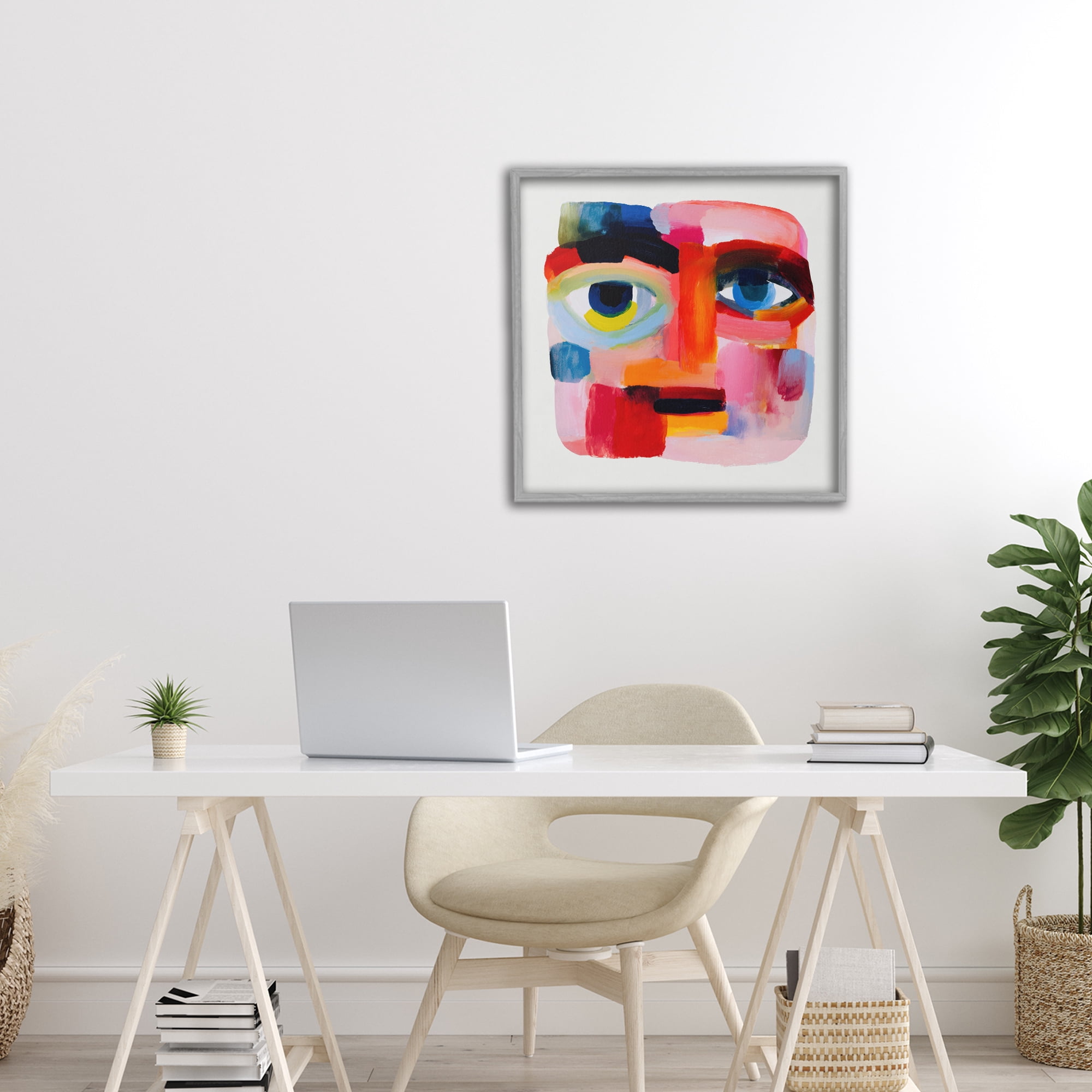 Stupell Industries Cubist Gaze in Vivids Gray Framed Giclee Art, design by Chromatic Storm Studio
