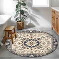 thumbnail image 6 of Boho Navy Blue Brown Round Rug 3ft Area Rug Washable Soft Non-Slip 3' Circle Low Pile Rugs Southwestern Retro Geometric Carpet for Bedroom Living Room Entryway Home Office Dining Room, 6 of 8
