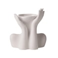 thumbnail image 2 of Florero de cerámica, florero de escritorio de cerámica, adorno de decoración de oficina, macetero de mesa, soporte para plantas para arreglo de flores Cara de soporte blanca, 2 of 8