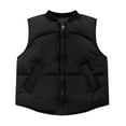 thumbnail image 2 of YHAJDS Kids Winter Coat 3-12Y Boys Girls Sleeveless Solid Color with Zipper No Hood Casual Warm Outerwear Jacket, 2 of 4