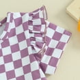 thumbnail image 5 of Bagilaanoe 2pcs Toddler Baby Girl Pants Set Checkerboard Short Sleeve T-Shirts Tops + Flare Trousers 12M 18M 24M 3T 4T 5T Kids Summer Casual Clothes, 5 of 7
