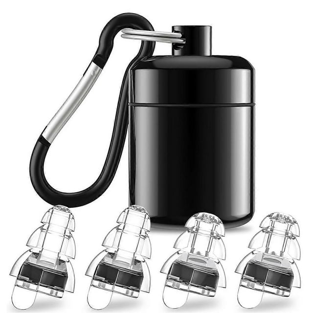 Tapones para los oídos de alta fidelidad para músicos en conciertos, con reducción de ruido, filtro avanzado de 24 dB, 2 pares (negro).
