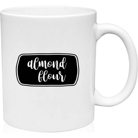 

Coffee Mug Almond Flour Cursive Style Font Celiac Awareness Gluten Free White Coffee Mug Funny Gift Cup