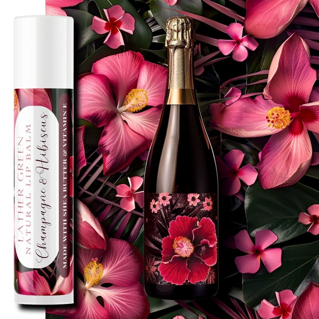 Baume à Lèvres Naturel Champagne et Hibiscus, Lot de 3 par LatherGreen