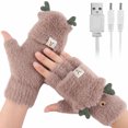 thumbnail image 1 of Invierno Con Calefacción Usb, Guantes Sin Dedos, Astas Peludas, Guantes De Piel Sintética, Cálidos, Suaves, Para Mujeres Y Hombres sonducket HA046363-02, 1 of 6